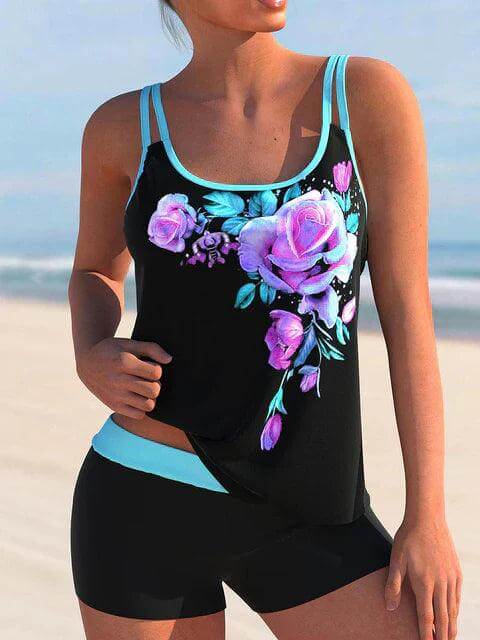 Women's Floral Print Tankini Swimsuit