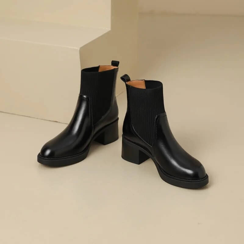 Women's Stretch Knit Sock Boots with Heel