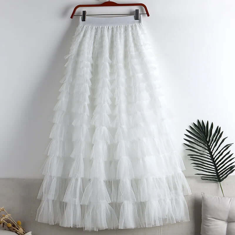 Women's High-Waisted Flowing Tiered Maxi Skirt