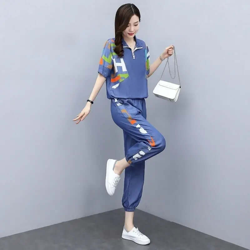 Women's Spring/Summer Casual Crop Top & Pants Set