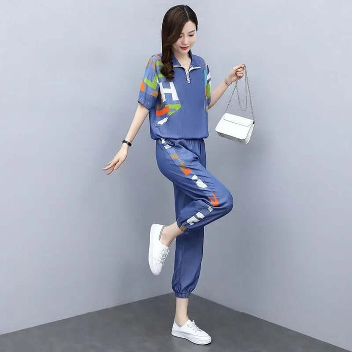 Women's Spring/Summer Casual Crop Top & Pants Set