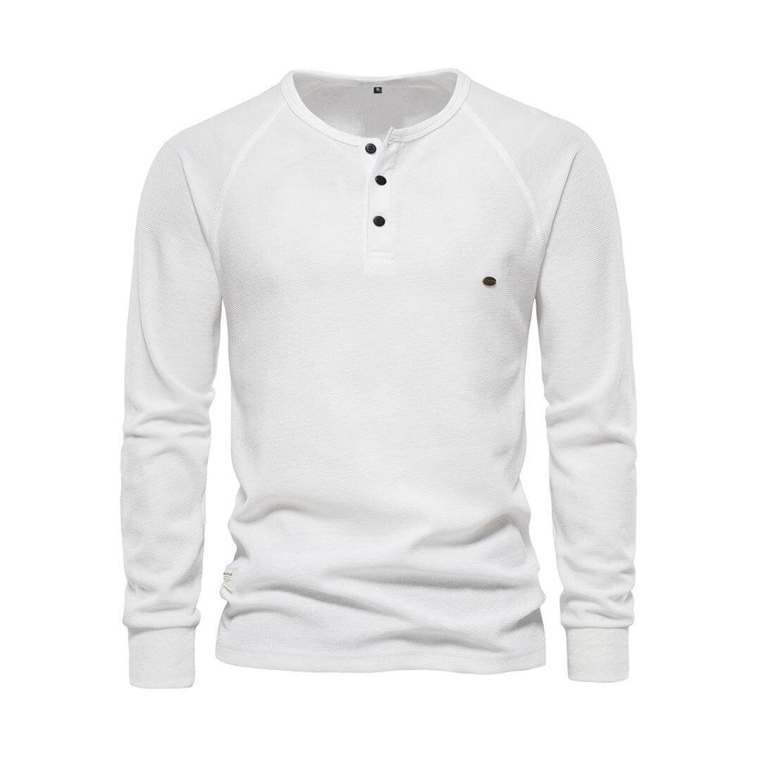 Men's Casual Long-Sleeve Shirt: Khaki Cotton Blend