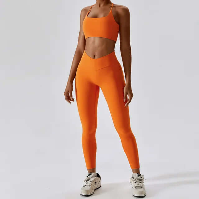 Women's High-Waisted Leggings & Racerback Sports Bra Set
