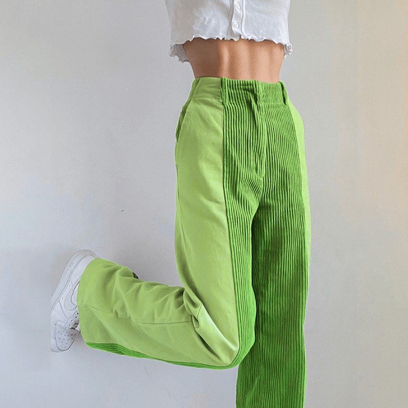 Women's High-Waisted Flared Corduroy Trousers