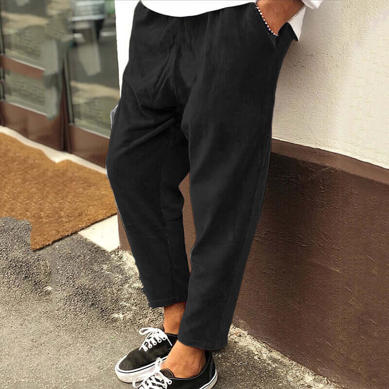 Men's Stylish Ribbed Cropped Pants: Casual Comfort & Style