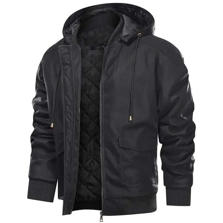 Men's Faux Leather Biker Jacket - Winter Warmth & Style