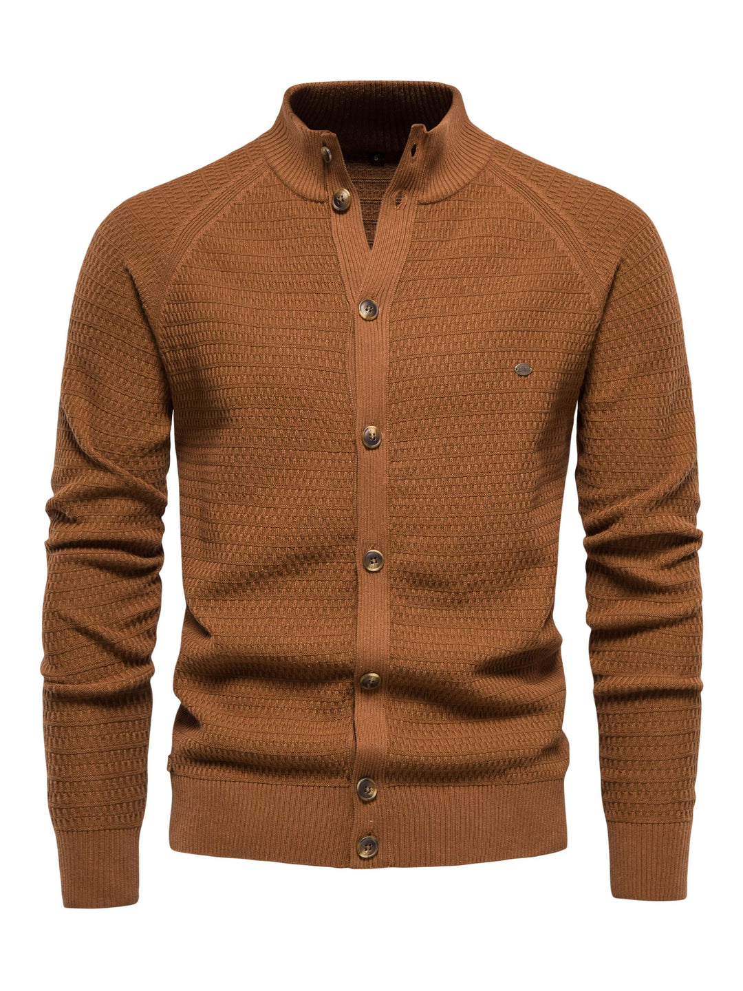 Men's Stand Collar Buttoned Cotton Sweater