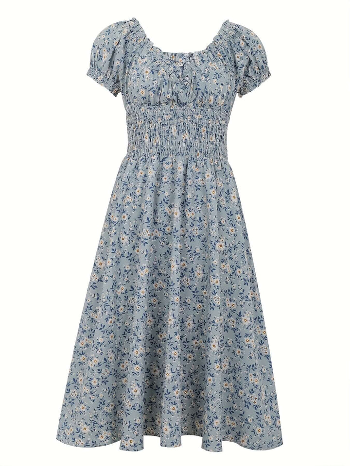 Floral Puff Sleeve Midi Dress: Women's Summer Dress