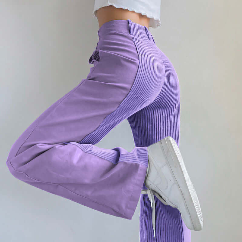 Women's High-Waisted Flared Corduroy Trousers
