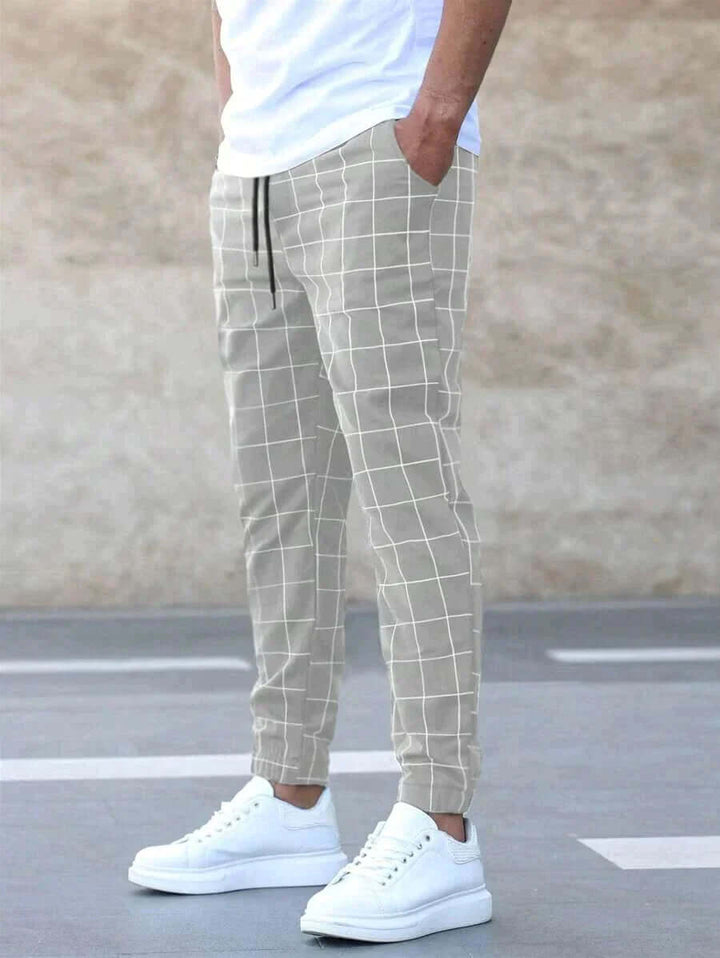Men's Slim Fit Plaid Casual Trousers
