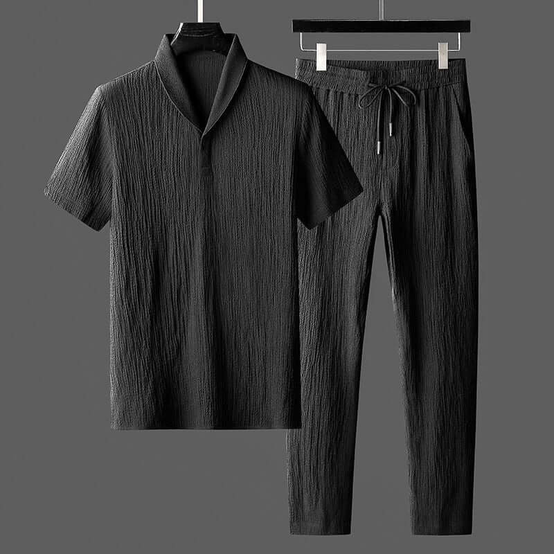 Men's Lightweight Breathable Polo Shirt & Pants Set