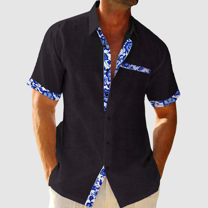 Men's Summer Floral Print Short-Sleeve Shirt
