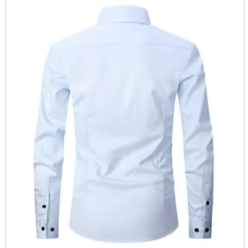 Men's Slim Fit Long Sleeve Shirt with Contrast Buttons
