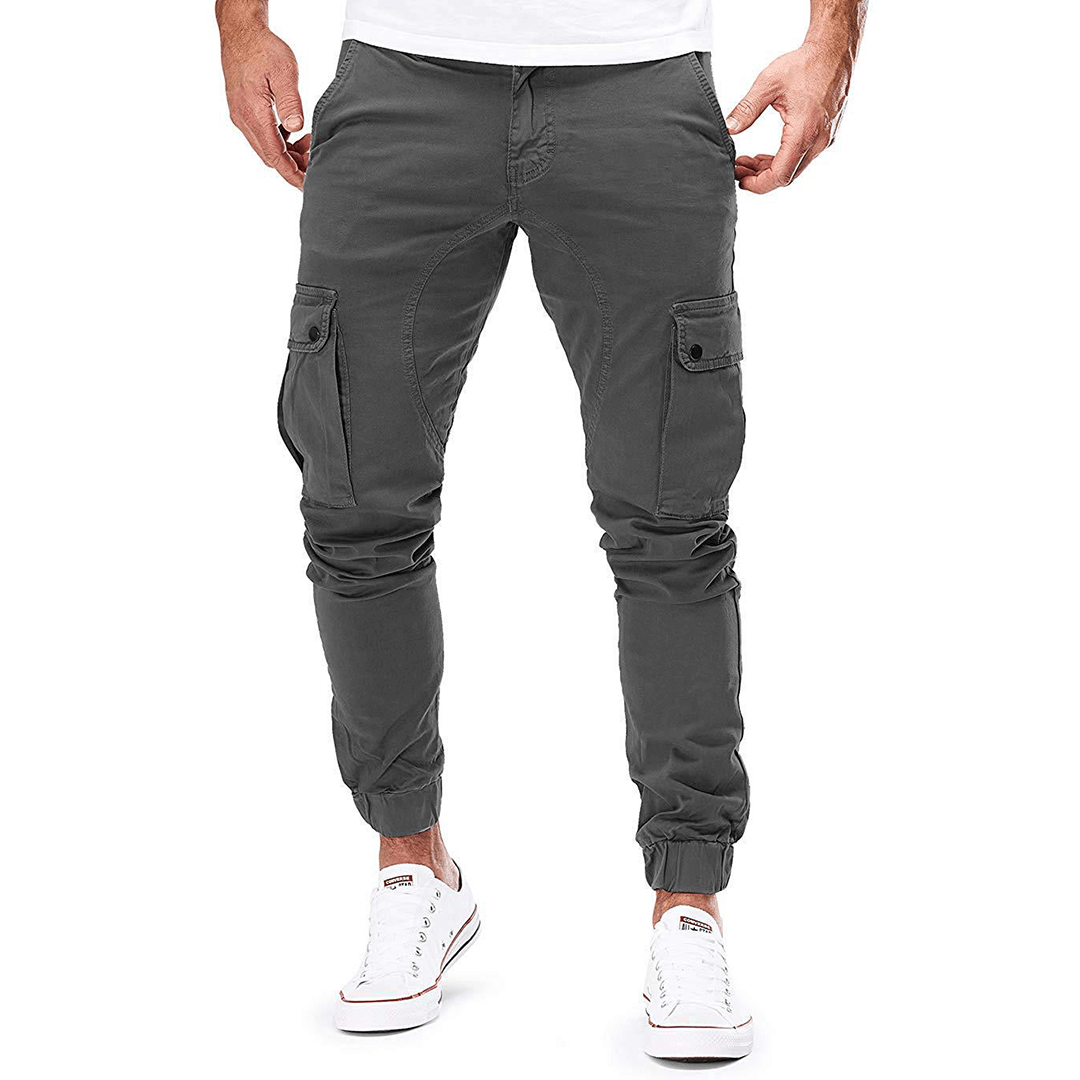 Men's Multi-Pocket Stretch Cargo Pants: Slim Fit, Breathable Trousers