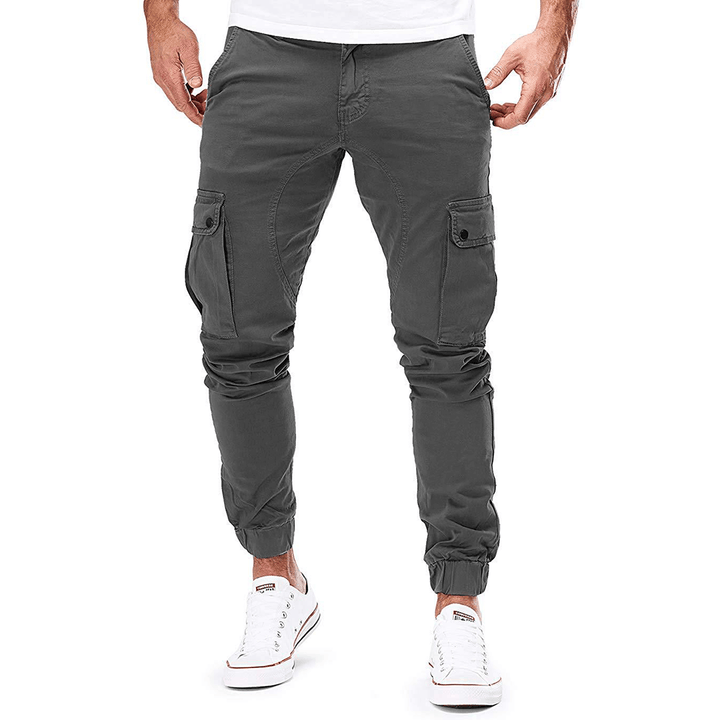 Men's Multi-Pocket Stretch Cargo Pants: Slim Fit, Breathable Trousers