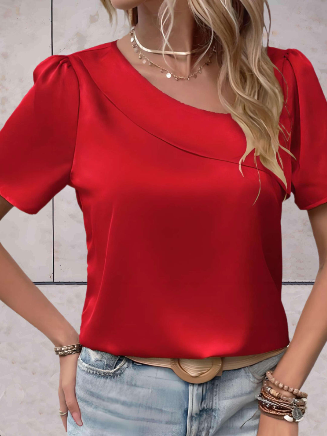 Women's Casual Overlap Patterned Top
