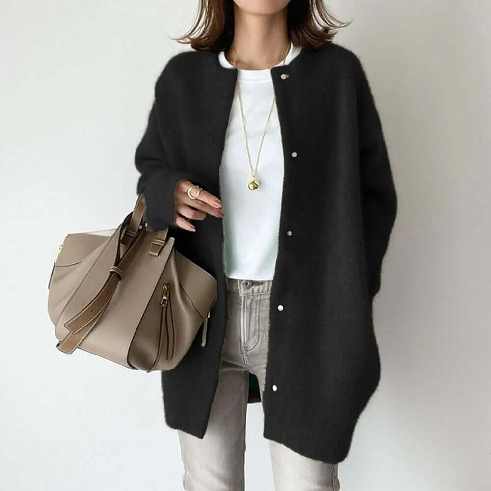 Women's Relaxed Knit Cardigan with Button Closure