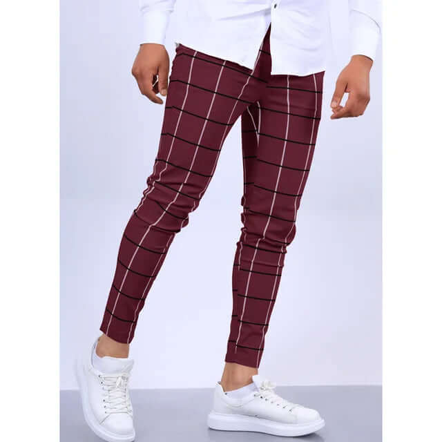 Men's Casual Checkered Trousers: Modern Fit, Breathable