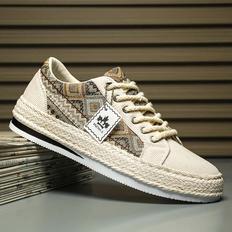 Men's Ethnic Patterned Canvas Sneakers