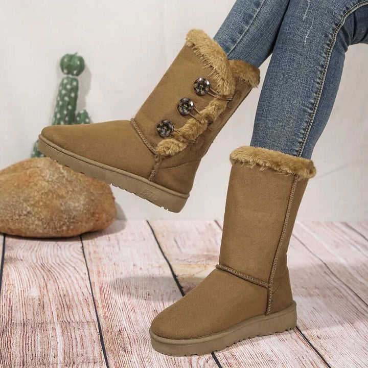 Women's Elegant Winter Booties: Suede Leather Ankle Boots