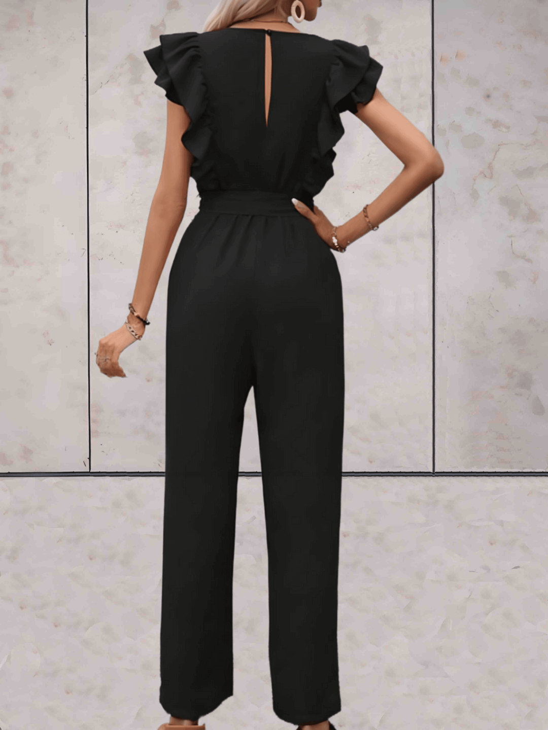 Women's Trendy V-Neck Ruffle Sleeve Jumpsuit