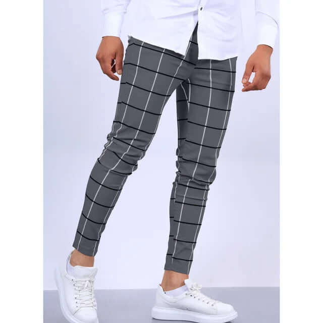 Men's Casual Checkered Trousers: Modern Fit, Breathable