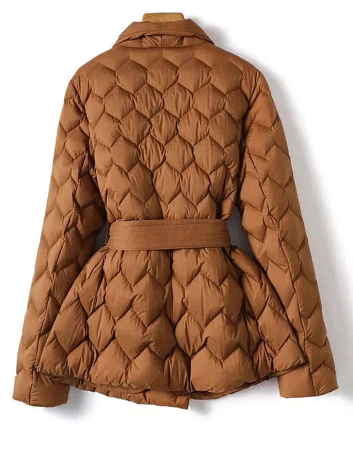 Women's Stylish Mid-Length Down Jacket with Belt