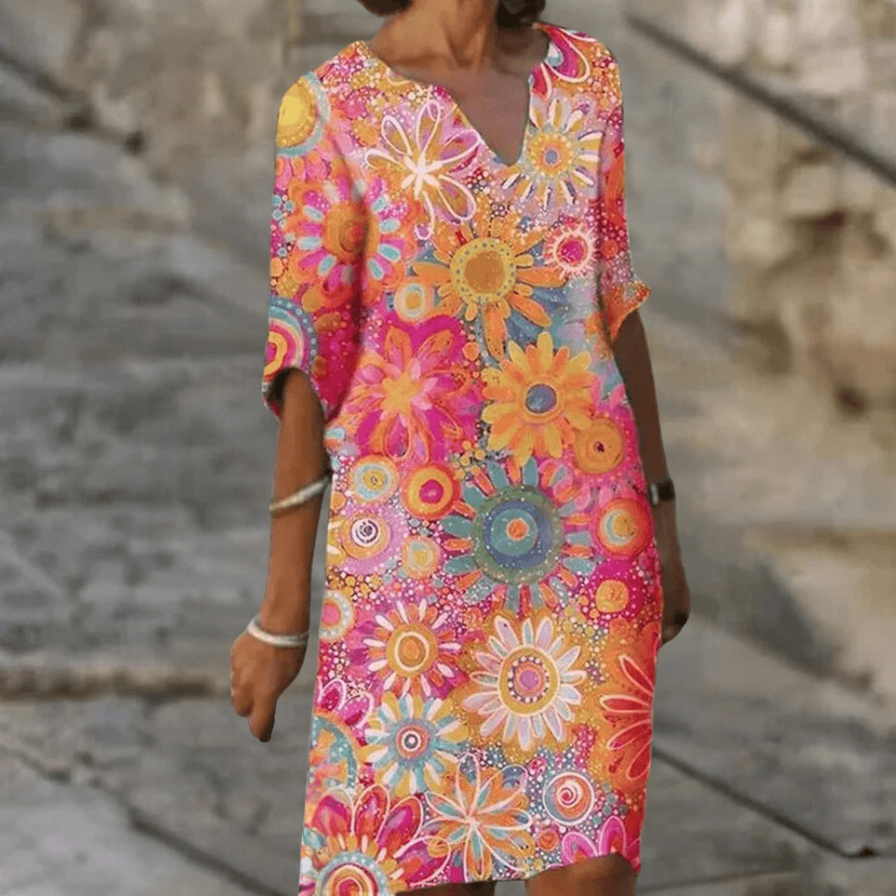 Elegant Floral Midi Dress for Women