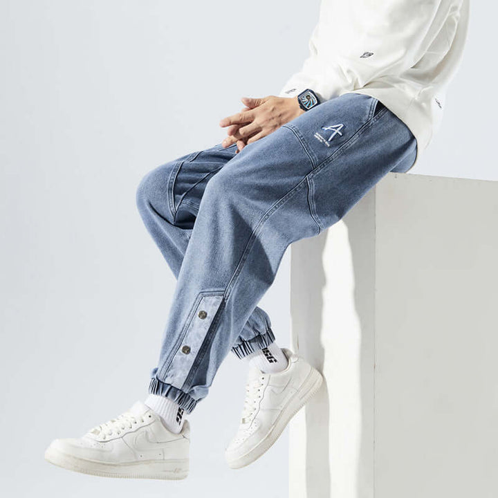 Men's Denim Joggers: Relaxed Fit, Elastic Waist & Cuffs