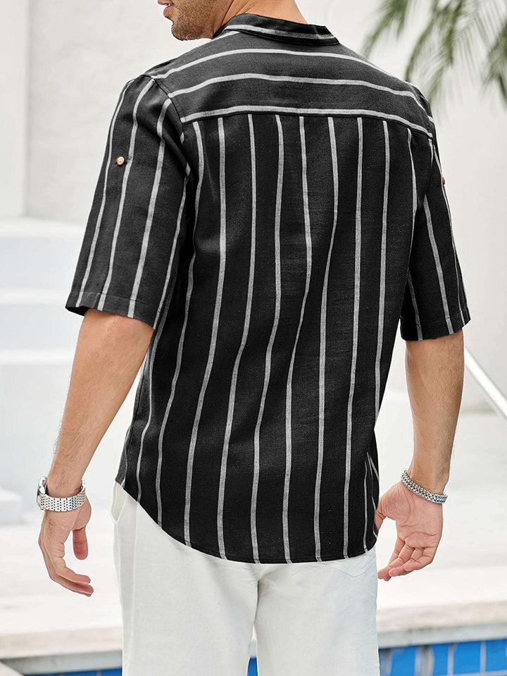 Men's Relaxed Fit Short Sleeve Shirt: Vertical Stripes