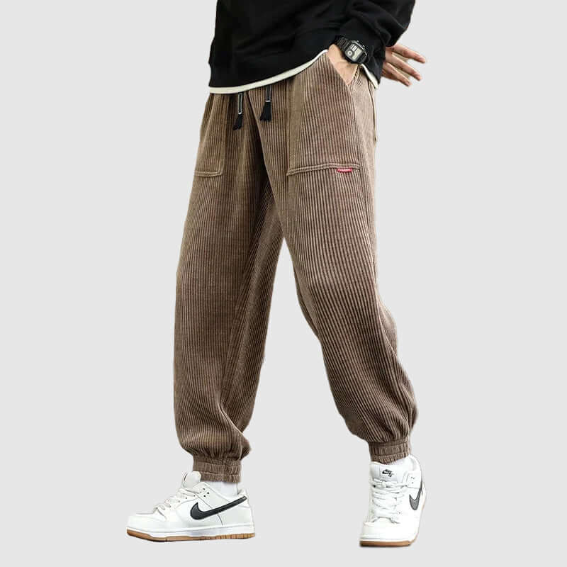 Men's Casual Corduroy Tapered Joggers