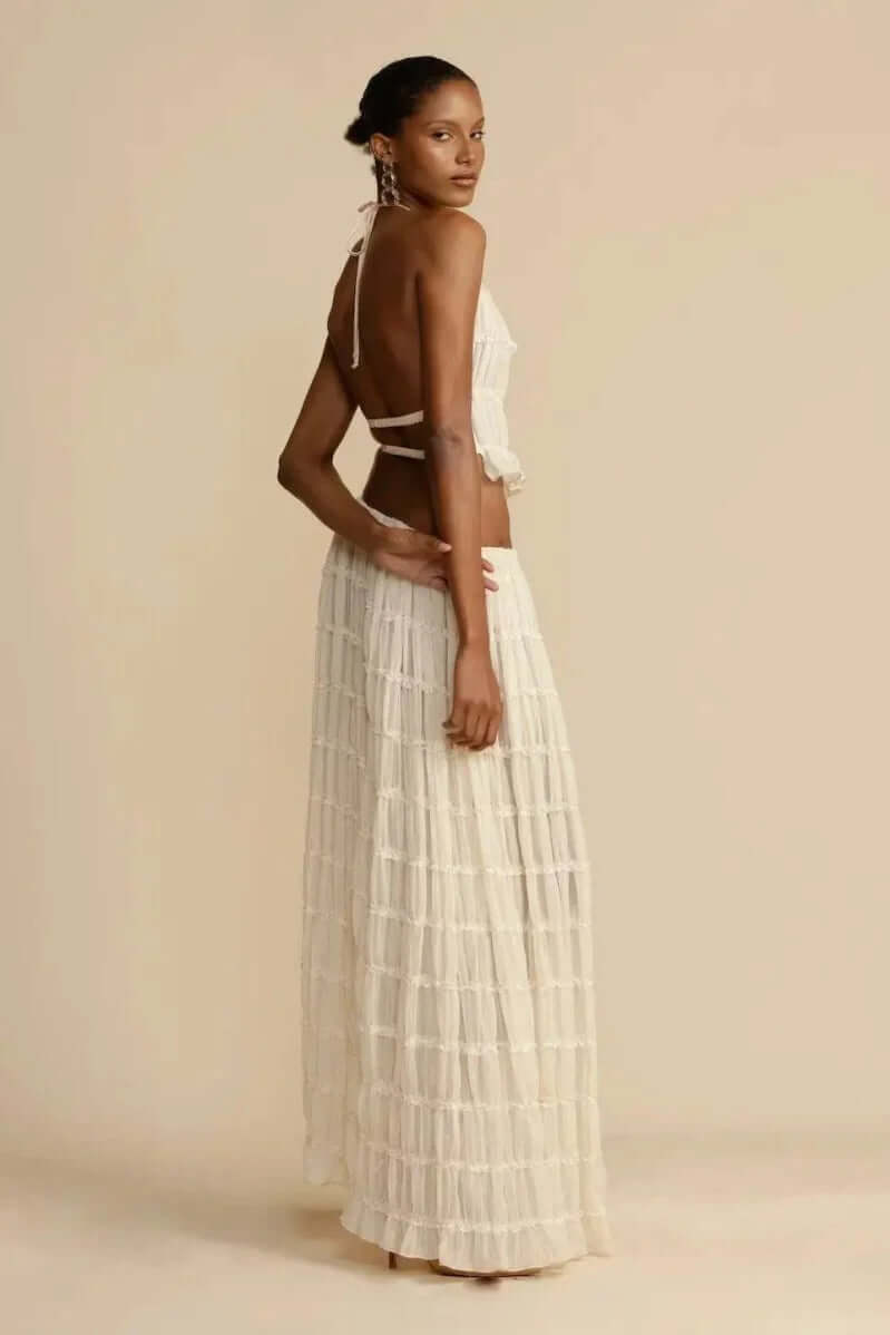 Women's Summer Halter Neck Mini Skirt Set