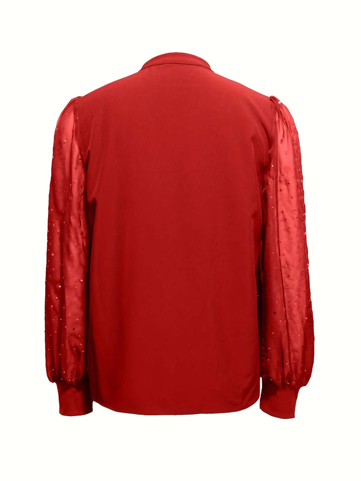 Women's Sequin Sleeve Blouse - Elegant &amp; Sparkling Top