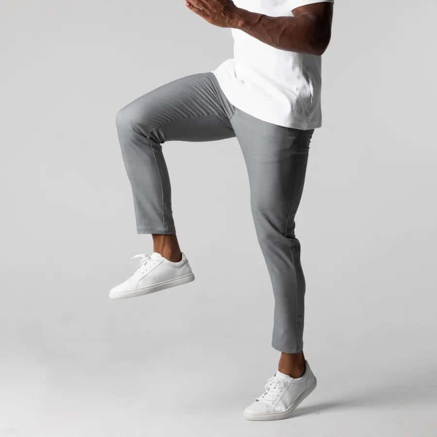 Men's Slim-Fit Stretch Cotton Trousers: Flat-Front Business Casual Pants