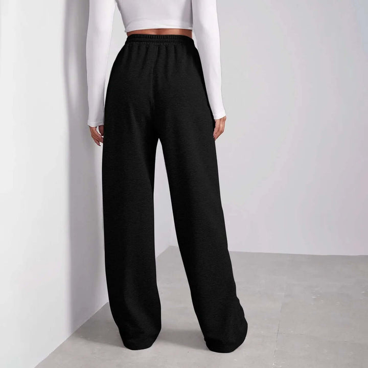 Women's Wide-Leg Elastic Waist Trousers with Pockets