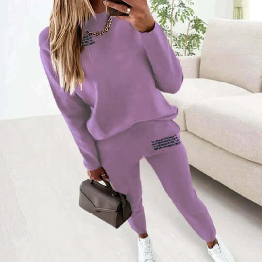 Women's Relaxed-Fit Long Sleeve Tracksuit Set