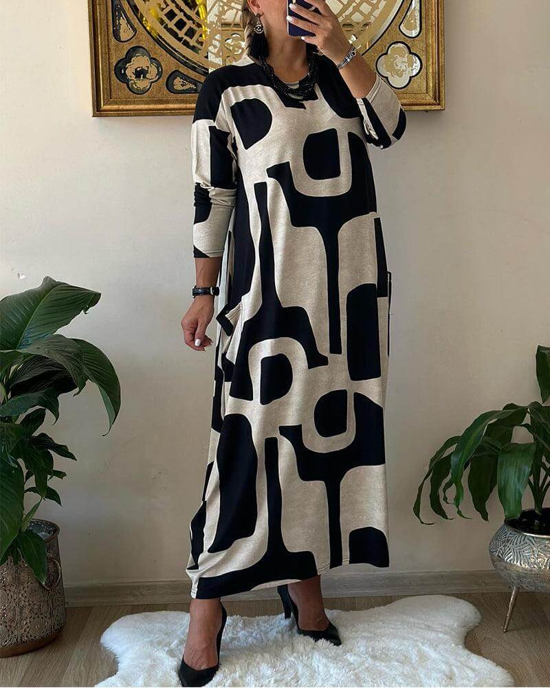 Women's Printed Long Sleeve Dress