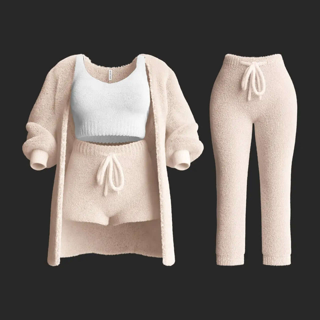 Women's Cropped Knitted Sweater & Shorts Set