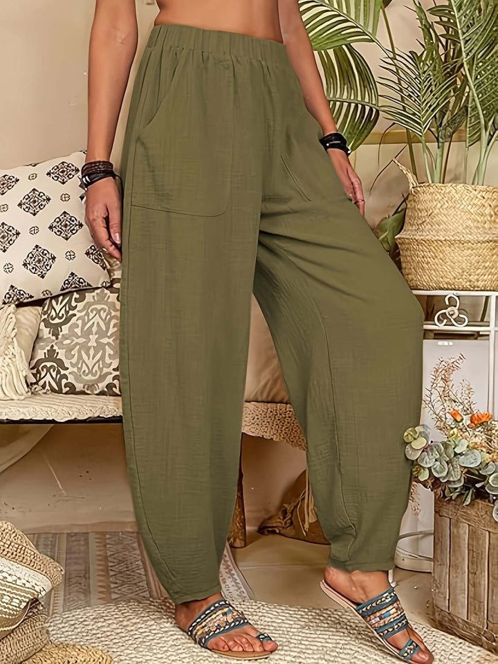 Women's Relaxed Fit Linen Pants with Pockets