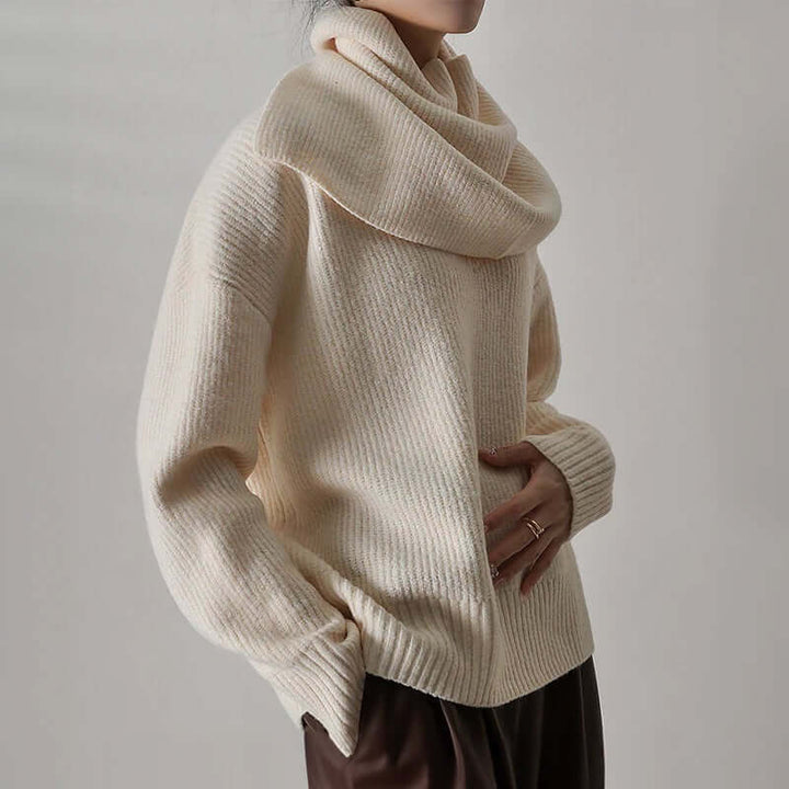 Women's Oversized Turtleneck Sweater: Long Sleeve Ribbed Knit