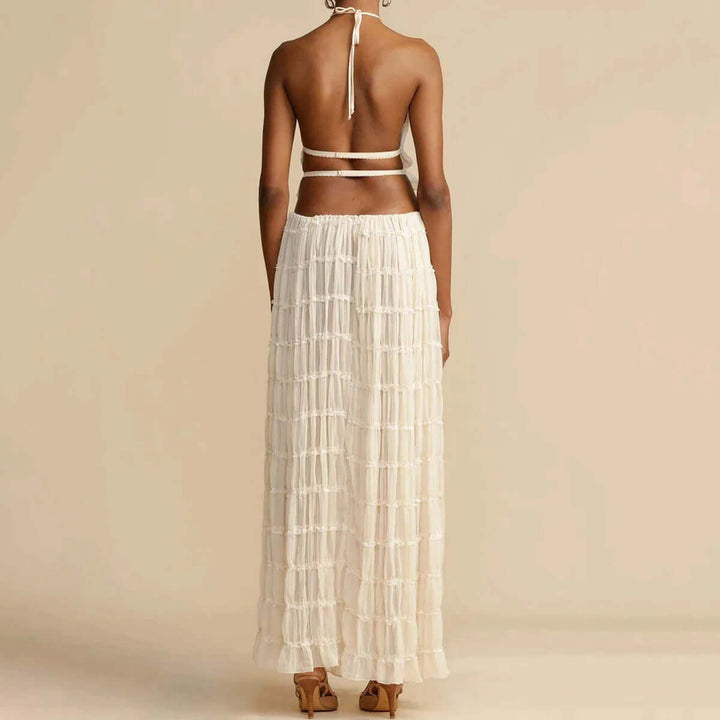 Women's Summer Halter Neck Mini Skirt Set