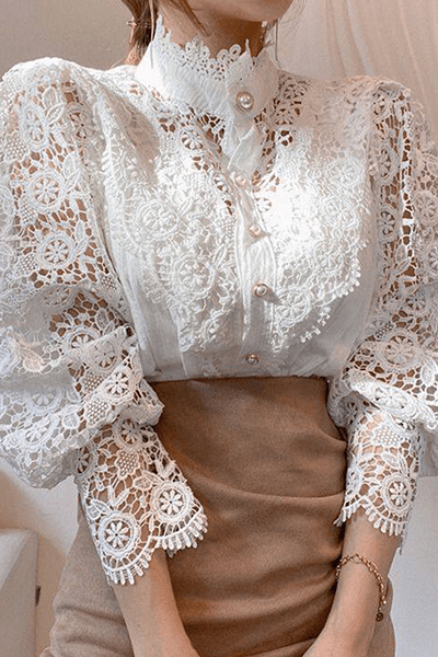 Embroidered Openwork Women's Blouse: Elegant Summer Top