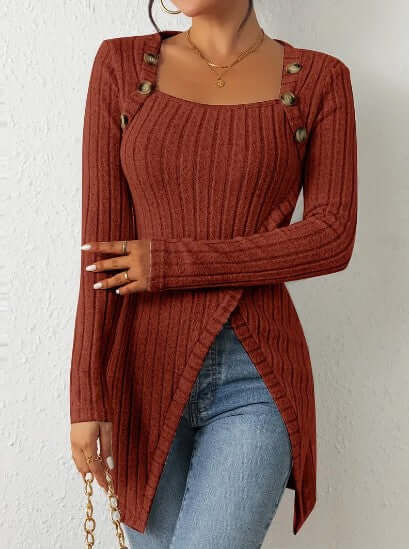 Women's Relaxed Fit Ribbed Button Shirt
