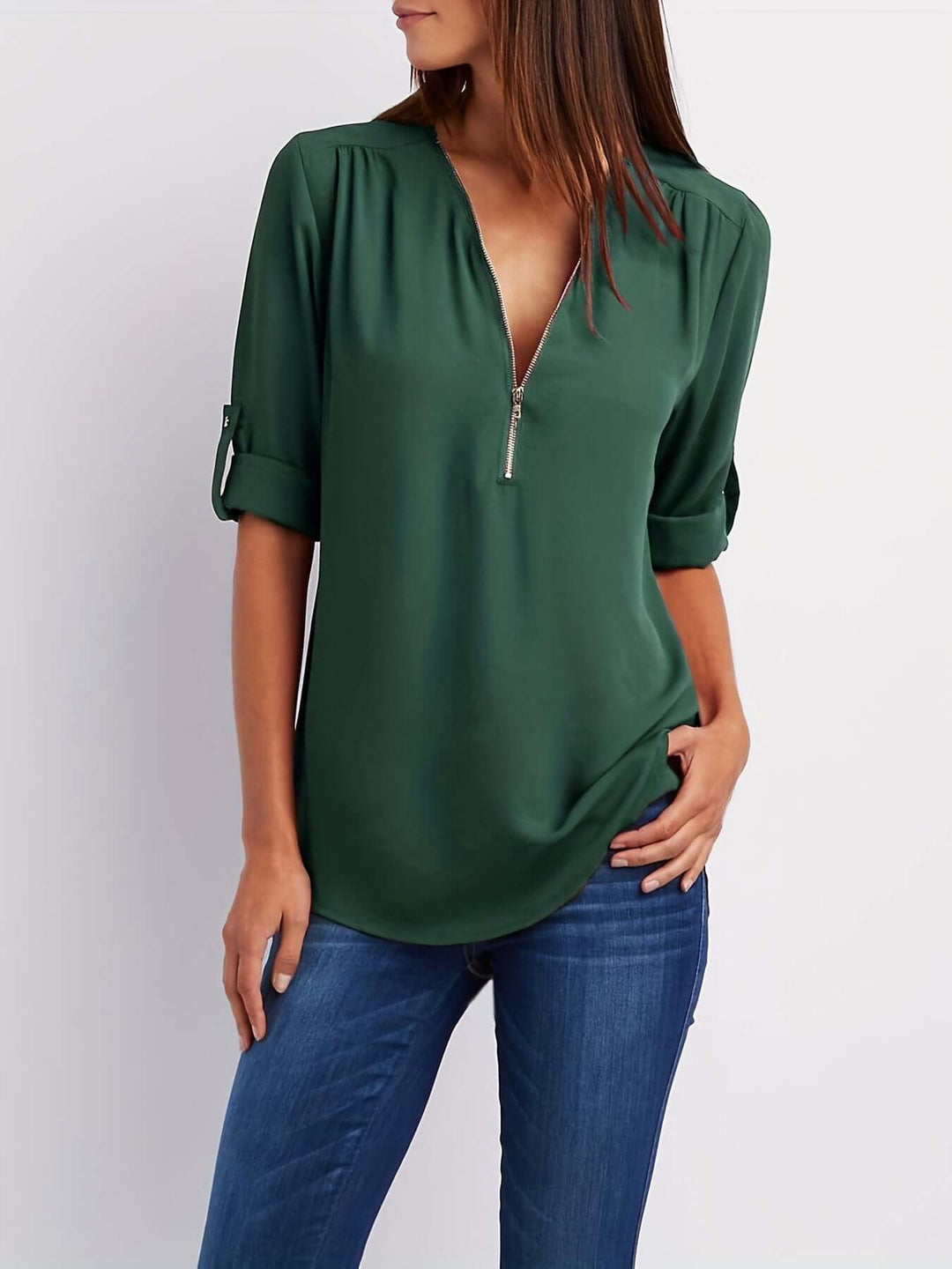 Women's Half-Zip Formal Blouse: Versatile & Stylish Top
