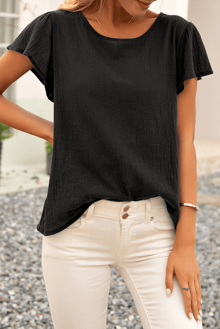 Women's Relaxed Crinkle Short Sleeve Top