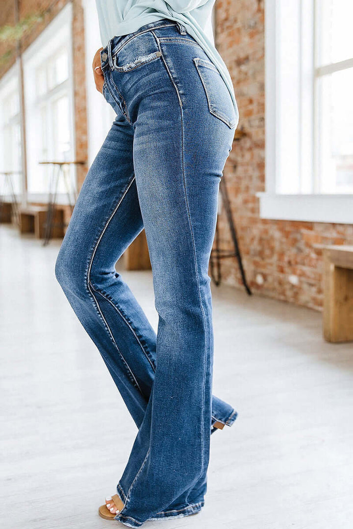 Women's High Waist Flared Jeans: Slim Fit Denim