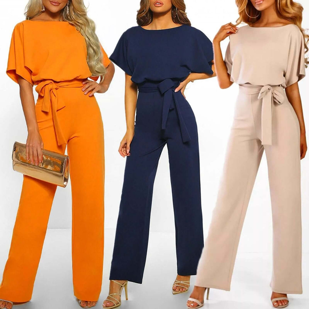 Elegant Long Women's Romper: Wide-Leg Jumpsuit