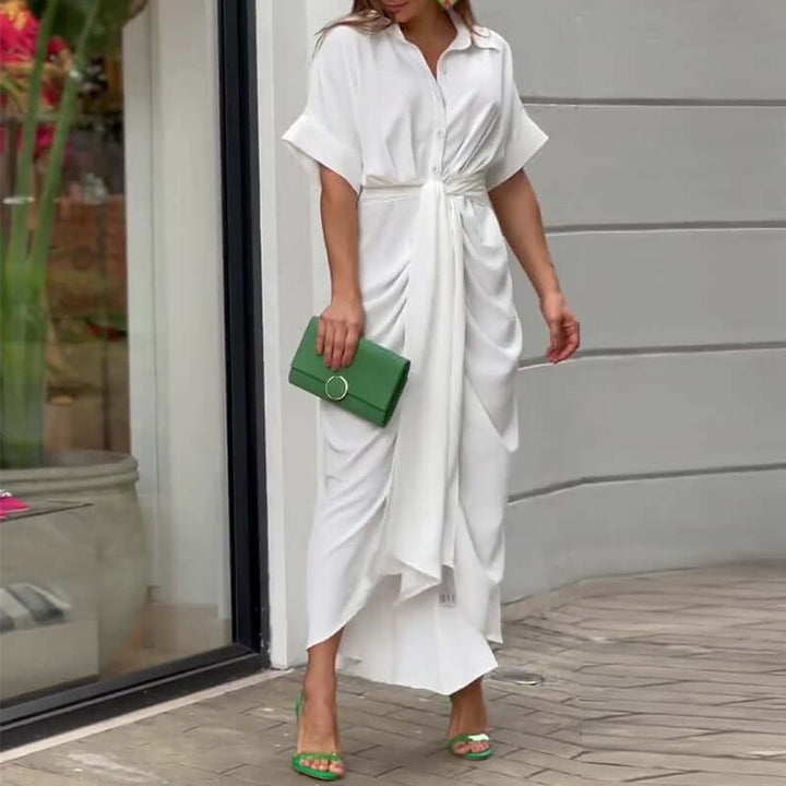Women's Summer Ruffle Print Shirt Dress