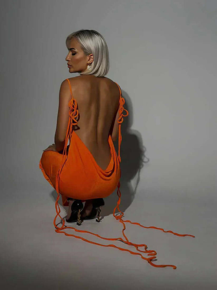 Elegant Low Back Jumpsuit with Tie Shoulder