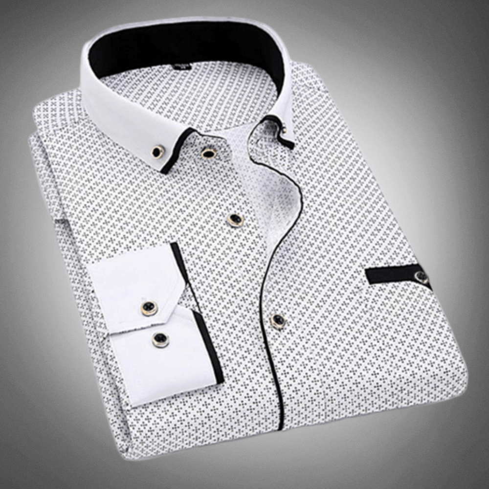 Men's Long Sleeve Polka Dot Dress Shirt